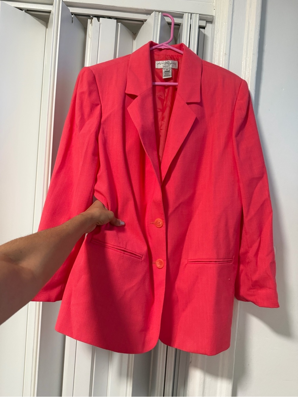 Kim Rogers Bright Coral-Pink Single-Breasted Blazer